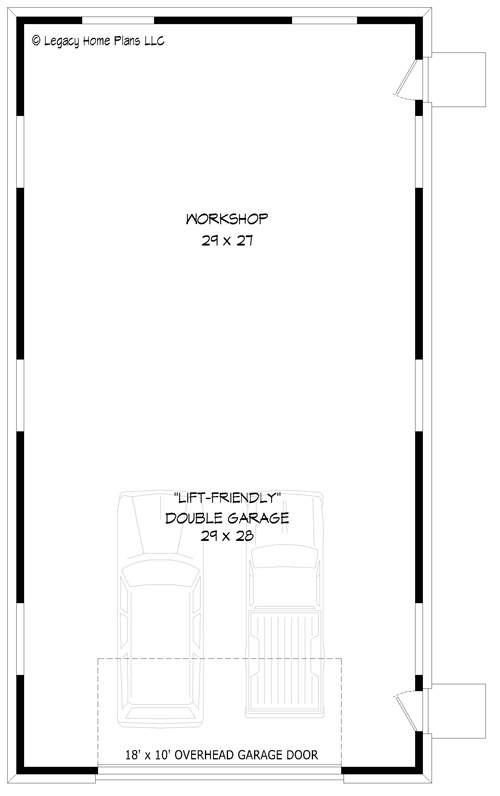 Plan 680188VR: 1680 Square Foot Lift-Friendly RV Garage with Workshop - Floor Plan - Main Level - Traditional