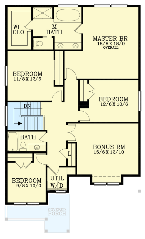 Plan 28123J: Under 2500 Square Foot Craftsman House Plan with 4 Beds and 3-Car Tandem Garage - Floor Plan - 2nd Floor - Country, Craftsman, Northwest