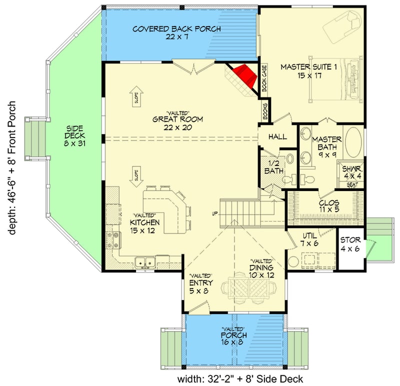 Plan 680191VR: Country Home Plan with 3 Bedrooms and 1900 Square Feet of Heated Living Space - Floor Plan - Main Level