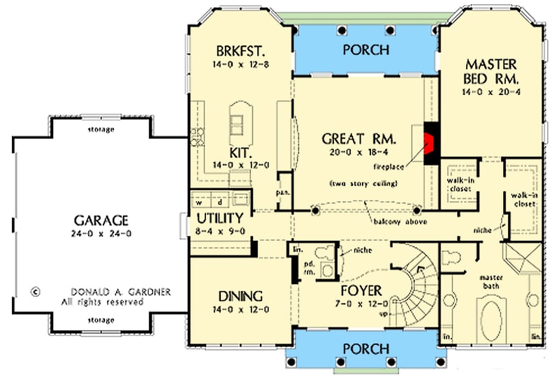 Plan 444407GDN: European-Style Manor with Master-On-Main and 4 Upstairs Bedrooms - Floor Plan - Main Level - European, Georgian