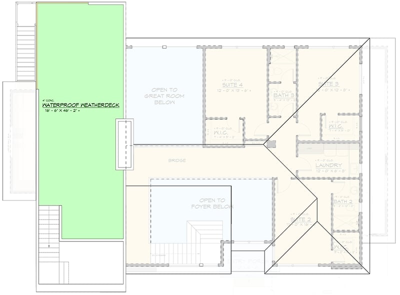 Plan 666232RAF: 6100 Square Foot Modern House Plan with Home Office and Flex Room and Rooftop Deck - Floor Plan - Roof Top Deck - Contemporary, Mid Century Modern, Modern, Northwest