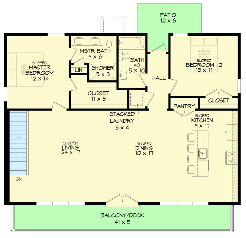 Plan 680200VR: 2199 Sq Ft Contemporary 3-Bed House Plan for an Up-Sloping Lot - Floor Plan - Main Level - Country, Mountain, Ranch, Rustic