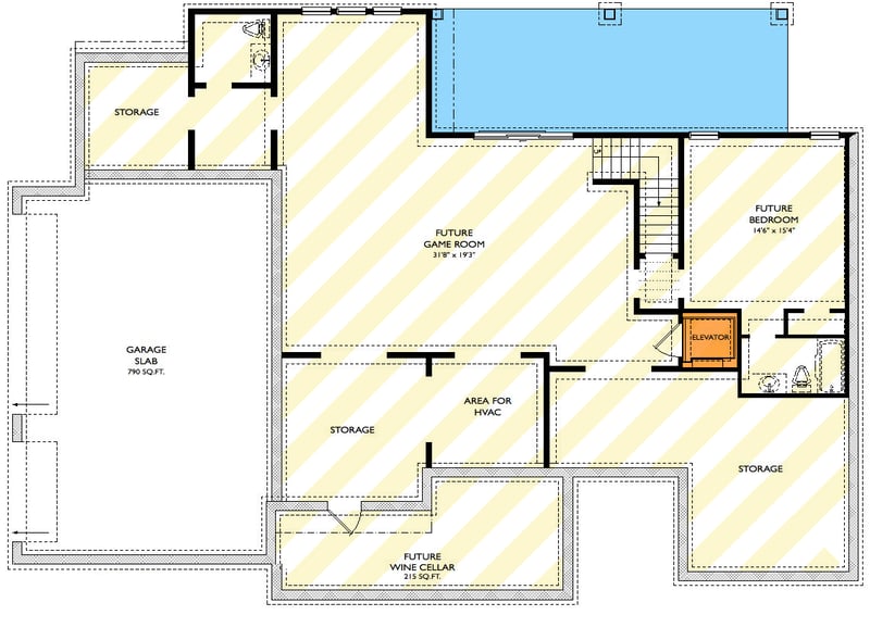 Plan 29922LDG: Modern Farmhouse with an Elevator and Upstairs Laundry Option Plus Lower Level Expansion - Floor Plan - Optional Lower Level - Country, Farmhouse, Modern Farmhouse, New American, Traditional
