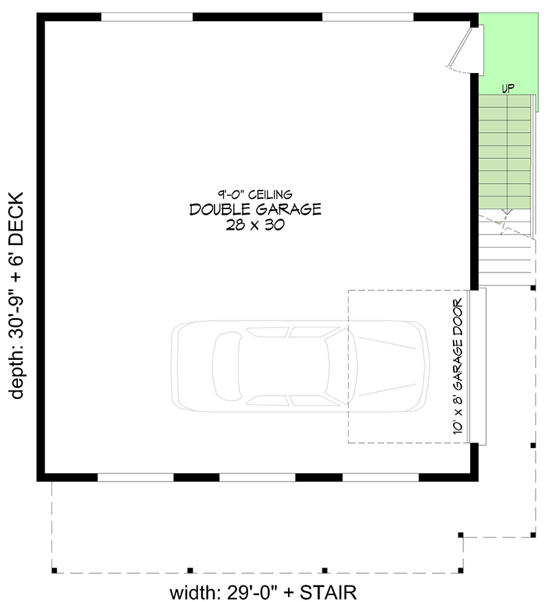 Plan 680208VR: Modern 2-Story House Plan Under 900 Square Feet with 2-Car Drive-Under Parking - Floor Plan - Main Level - Contemporary, Mid Century Modern, Modern, Mountain