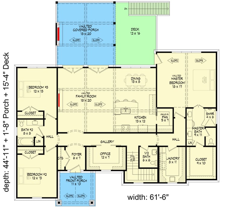 Plan 680211VR: Lake House Plan for a Rear Sloping Lot Under 2300 Sq Ft with Drive-Under Garage - Floor Plan - Main Level - Cabin, Country, Craftsman, Mountain, Rustic