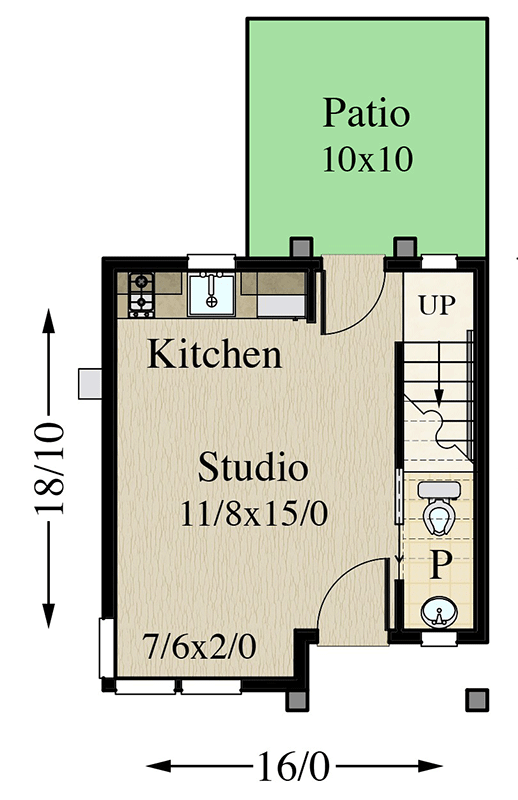 Plan 85439MS: Ultra Stylish 500 Square Foot Modern House Plan - Floor Plan - Main Level - Contemporary, Modern