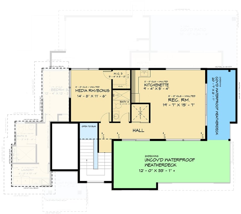 Plan 666238RAF: 3-Story Modern Home Plan with Elevator and Side Garage - 4237 Sq Ft - Floor Plan - 3rd Floor - Mid Century Modern, Modern