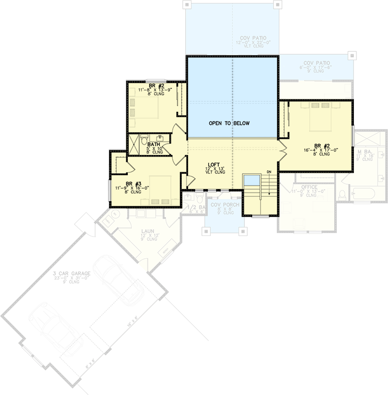 Plan 246008DLR: 4-Bed Craftsman Home Plan with Angled 3-Car Garage - 3253 Sq Ft - Floor Plan - 2nd Floor - Country, Craftsman, New American