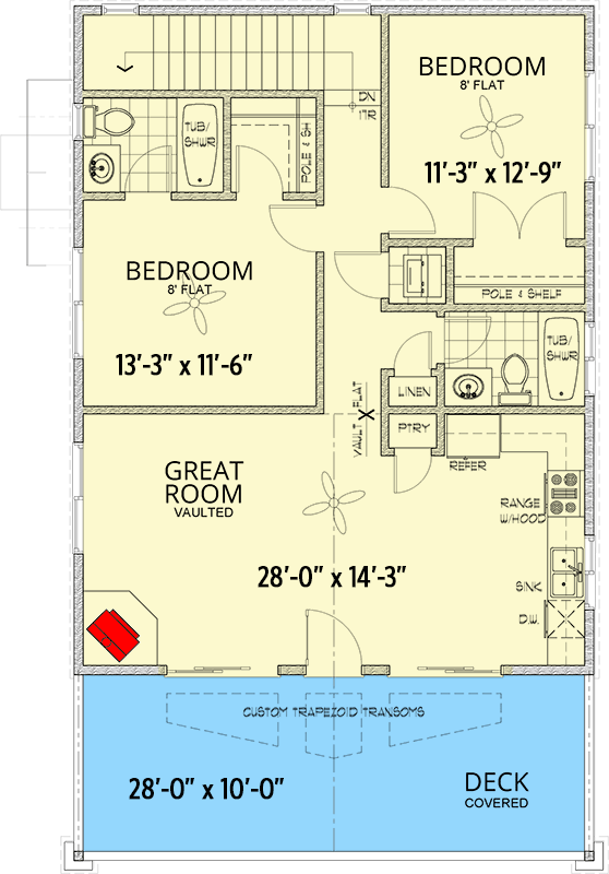 Plan 267033SPK: 910 Sq Ft Garage Shop with 1008 Sq Ft 2 Bed Apartment Above - Floor Plan - 2nd Floor
