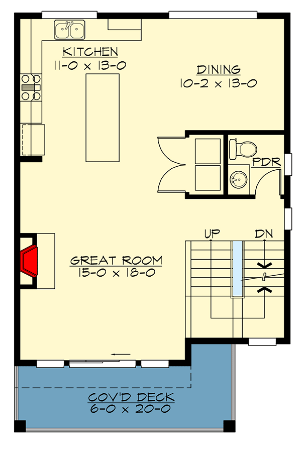 Plan 23941JD: Narrow 3-Story Townhouse Plan - 1986 Sq Ft - Architectural Designs - Floor Plan - 2nd Floor - Contemporary, Northwest, Prairie, Transitional