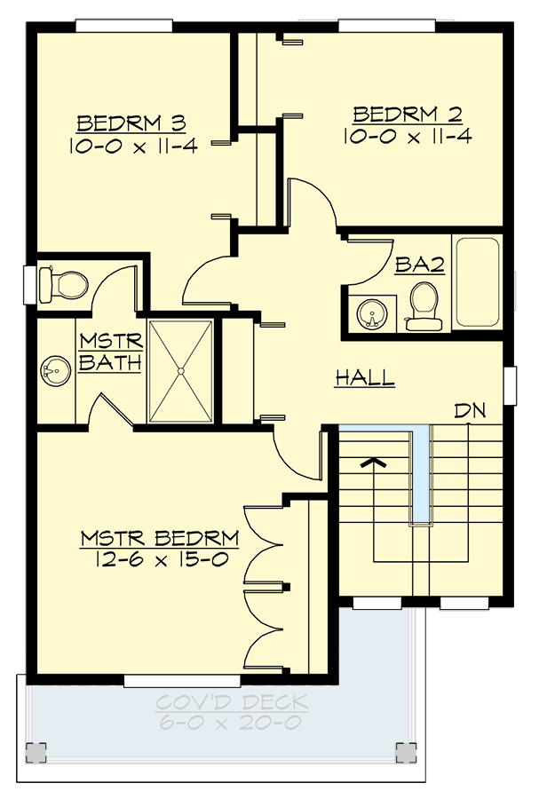 Plan 23941JD: Narrow 3-Story Townhouse Plan - 1986 Sq Ft - Architectural Designs - Floor Plan - 3rd Floor - Contemporary, Northwest, Prairie, Transitional
