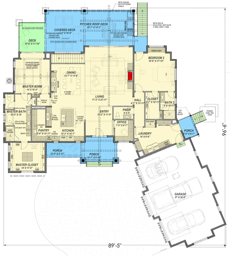 Plan 64545SC: Mountain Craftsman House Plan with Angled Garage - 2700 Sq Ft - Floor Plan - Main Level - Craftsman, Mountain, New American