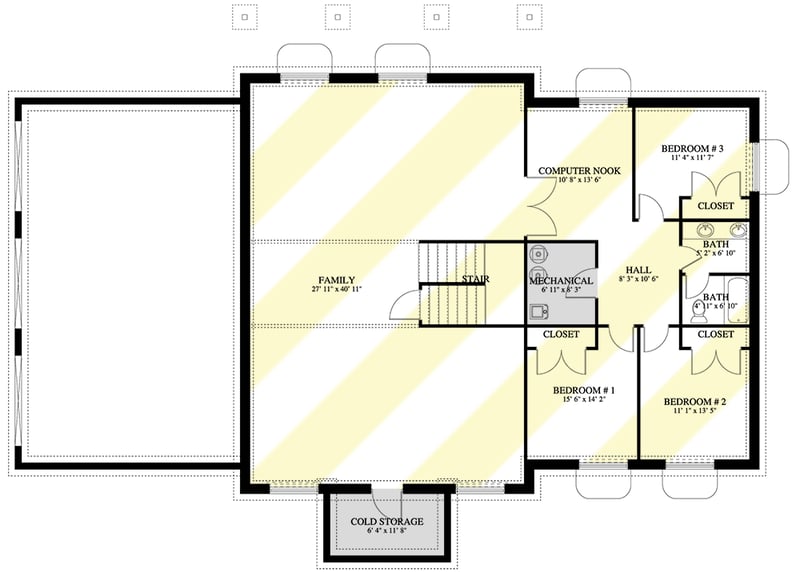 Plan 61471UT: 2 Bed House Plan with 3-Car Garage - 2155 Sq Ft - Floor Plan - Optional Lower Level - Ranch, Traditional