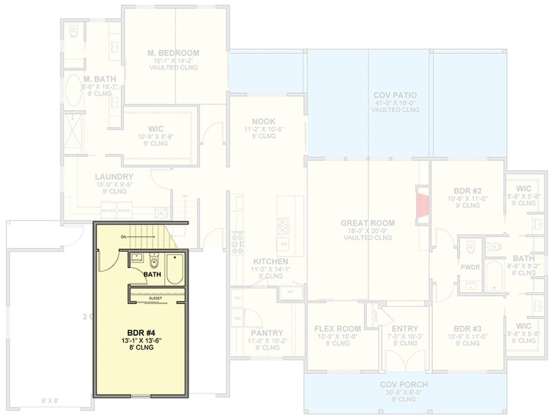 Plan 246026DLR: Modern Farmhouse with 3 Main Floor Bedrooms and 1 Upstairs - 2711 Sq Ft - Floor Plan - 2nd Floor - Country, Farmhouse, Modern Farmhouse, New American