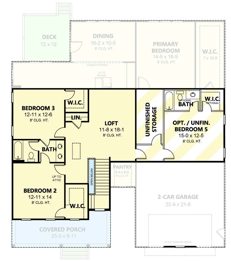 Plan 260029RVC: Modern Farmhouse Plan with Flex Room and Upstairs Expansion - 3110 Sq Ft - Floor Plan - 2nd Floor