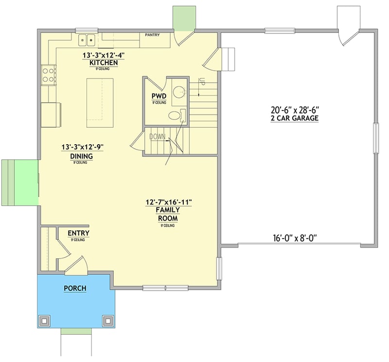 Plan 849025PGE: New American House Plan with 4 Upstairs Bedrooms - 2778 Sq Ft - Floor Plan - Main Level - Craftsman, New American