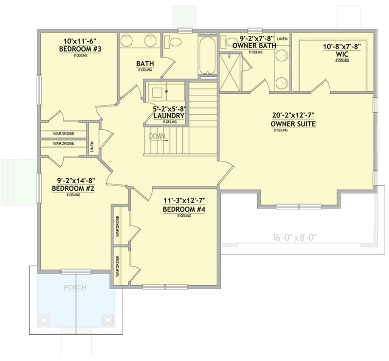 Plan 849025PGE: New American House Plan with 4 Upstairs Bedrooms - 2778 Sq Ft - Floor Plan - 2nd Floor - Craftsman, New American
