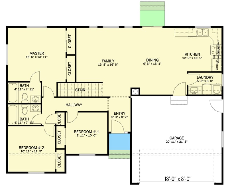 Plan 61476UT: Traditional One-Story Ranch Home Plan with 3 Bedrooms - 1358 Sq Ft - Floor Plan - Main Level - Ranch, Traditional