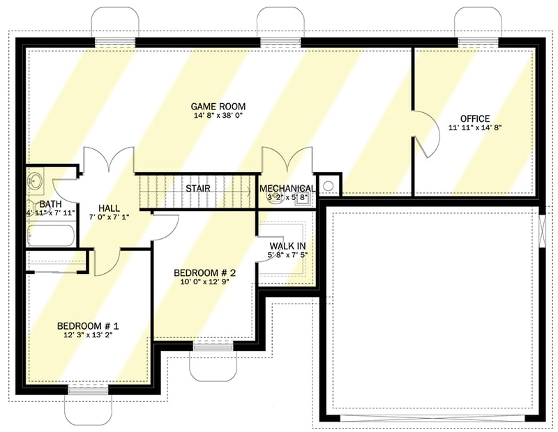 Plan 61476UT: Traditional One-Story Ranch Home Plan with 3 Bedrooms - 1358 Sq Ft - Floor Plan - Optional Lower Level - Ranch, Traditional