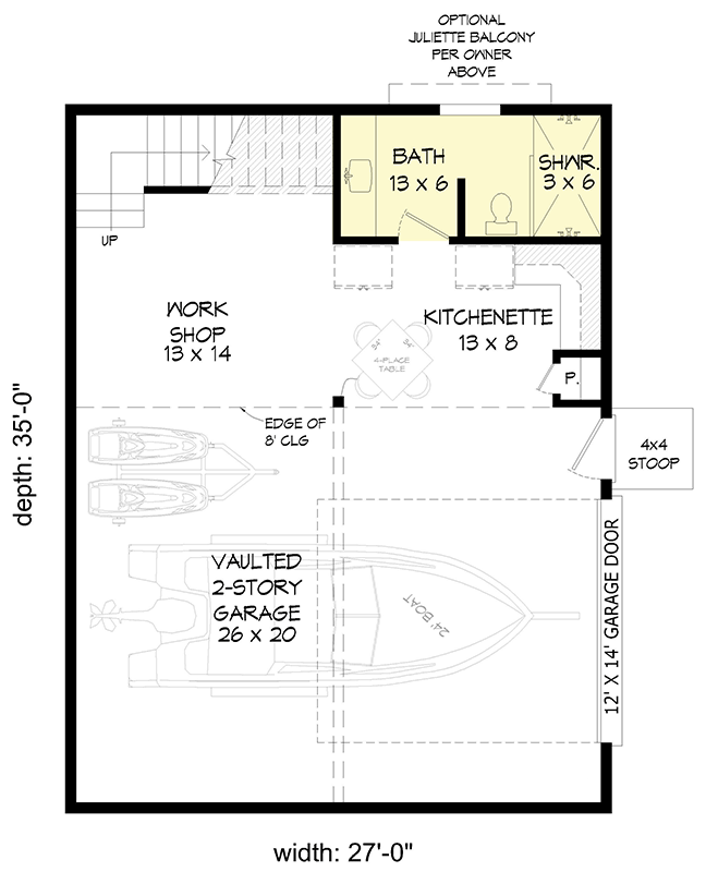 Plan 680230VR: Detached Garage Plan with Workshop and Office - 850 Sq Ft Garage and Shop - Floor Plan - Main Level - Carriage, Contemporary