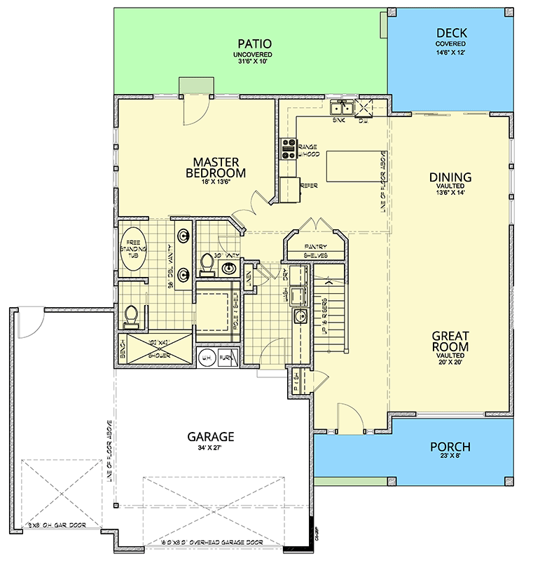 Plan 267036SPK: 4 Bed Mid-Century Modern House Plan with 3-Car Garage - 2787 Sq Ft - Floor Plan - Main Level - Contemporary, Mid Century Modern, Modern, Northwest