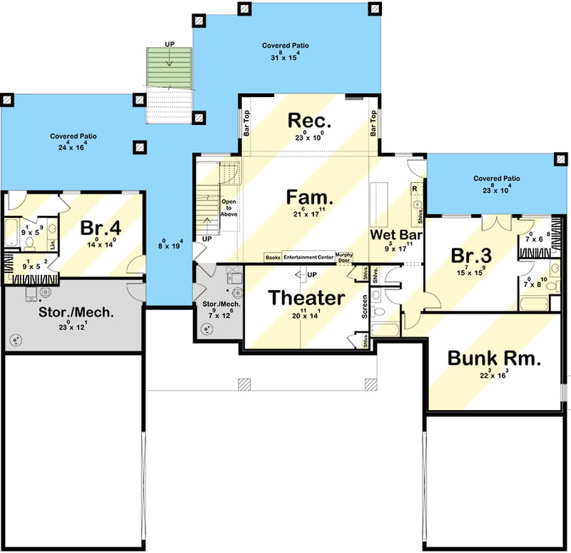 Plan 623310DJ: Luxurious Modern Home Plan with Private Apartment Suite and Basement Expansion Option - 2,921 Sq Ft - Floor Plan - Optional Lower Level Layout ($ Paid Option) - Modern, New American