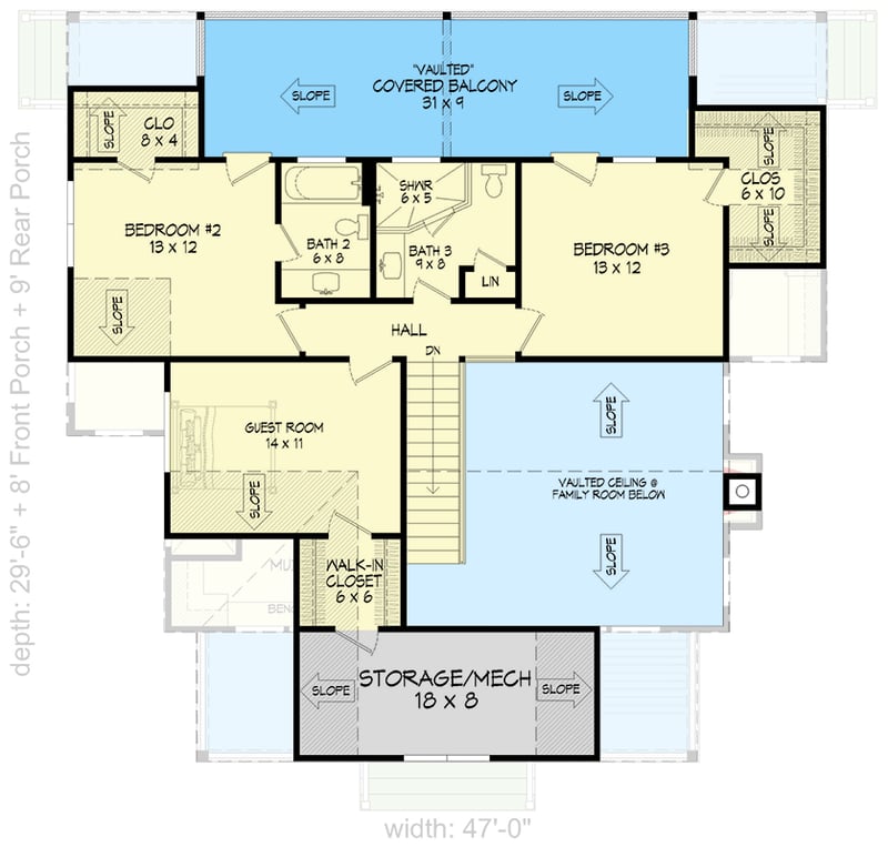 Plan 680235VR: Craftsman House Plan with Front and Rear Outdoor Spaces - 2056 Sq Ft - Floor Plan - 2nd Floor