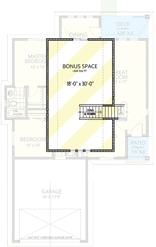 Plan 267038SPK: New American House Plan with Flex and Bonus Rooms- 1737 Sq Ft - Floor Plan - Bonus Level - Craftsman, New American