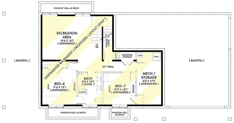Plan 677044NWL: Barndominium with Flex Room and RV Bay - 2340 Sq Ft - Floor Plan - Lower Level - Barndominium, Country, New American, Traditional