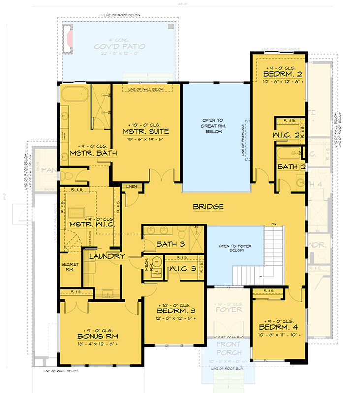 Plan 666242RAF: 2-Story Modern House Plan with Master Secret Room - 4823 Sq Ft - Floor Plan - 2nd Floor - Mid Century Modern, Modern, Northwest, Transitional