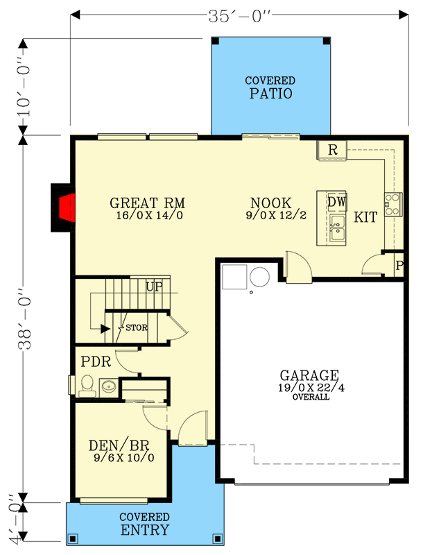 Plan 28137J: 2-Story Modern Home Plan with Flex Room and Upstairs Laundry - 1894 Sq Ft - Floor Plan - Main Level - Contemporary, Modern, Northwest