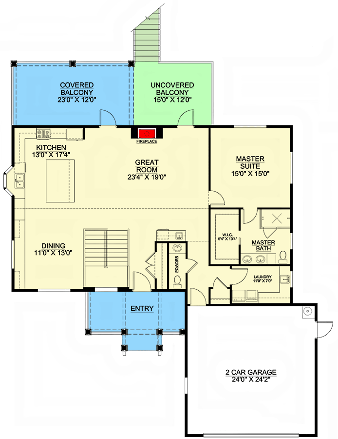 Plan 86133BW: Modern Farmhouse with Main Floor Master on a Walkout Basement - 2723 Sq Ft - Floor Plan - Main Level - Country, Farmhouse, Modern Farmhouse, New American
