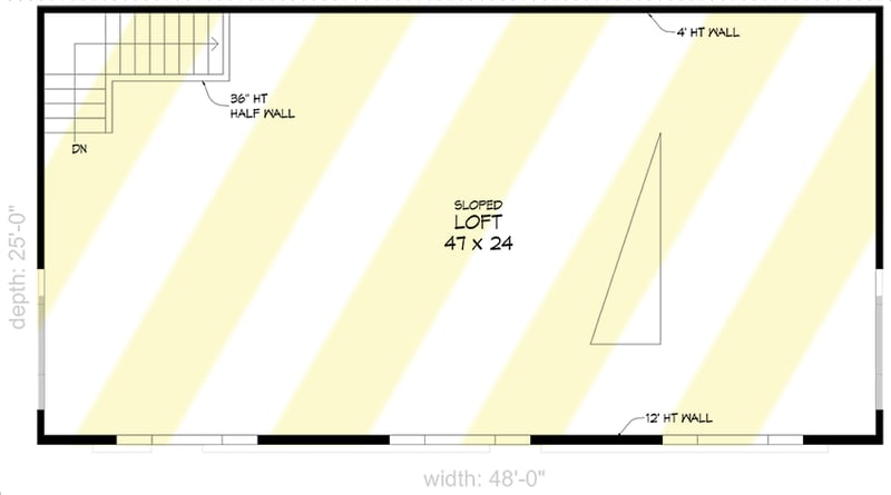 Plan 680244VR: 1200 Sq Ft 4-Car Garage with Workshop and 1200 Sq Ft Loft Above - Floor Plan - 2nd Floor - Contemporary, Mid Century Modern, Modern
