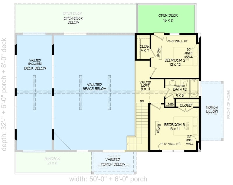Plan 680252VR: 2-Story Lake House Plan with Lower Level Expansion - 2149 Sq Ft - Floor Plan - 2nd Floor - Country, Mountain