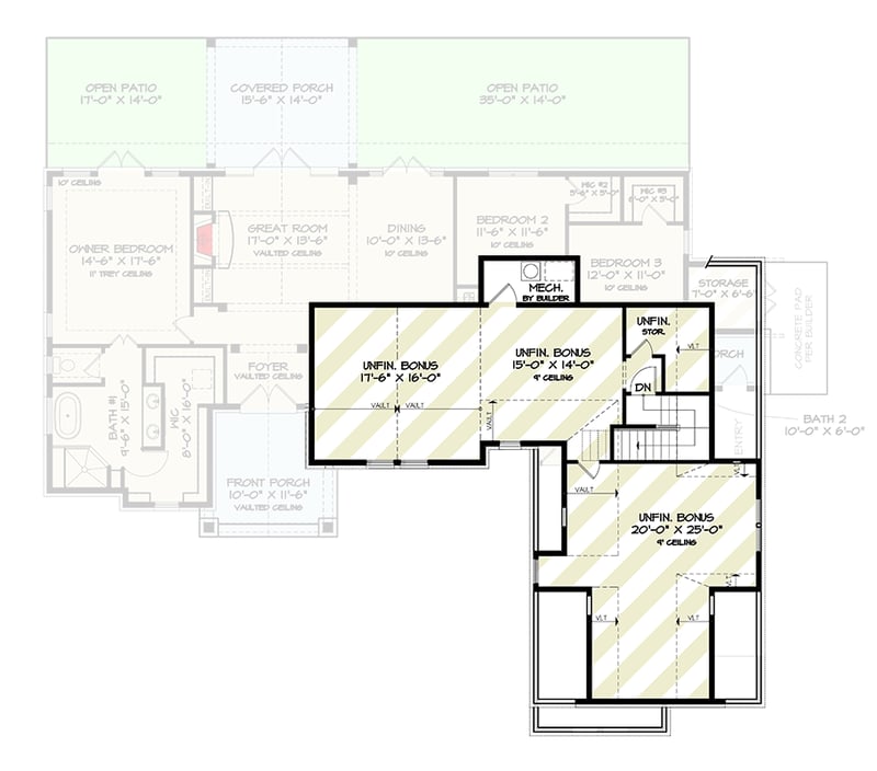 Plan 12325JL: New American House Plan with 3 Bonus Rooms - 2091 Sq Ft - Floor Plan - 2nd Floor - Country, Craftsman, Farmhouse, Modern Farmhouse, New American