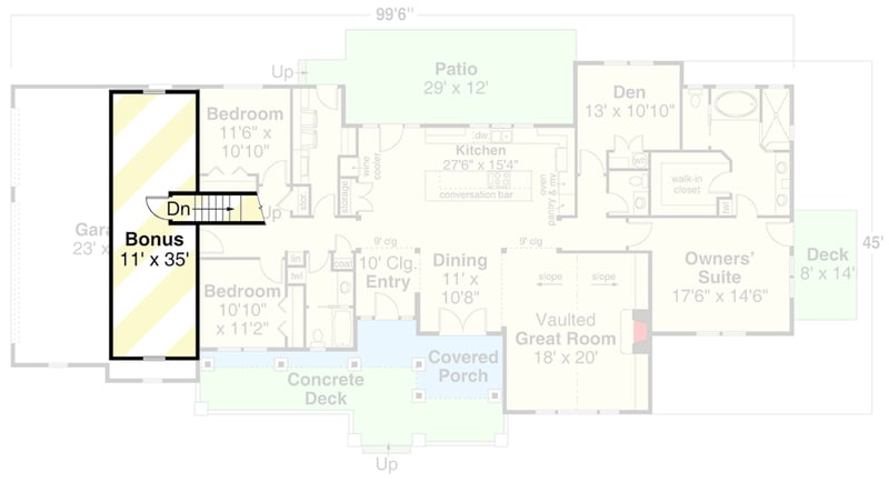 Plan 72407DA: Ranch House Plan with Vaulted Great Room and Private Den - 2545 Sq Ft - Floor Plan - 2nd Floor - Ranch, Traditional