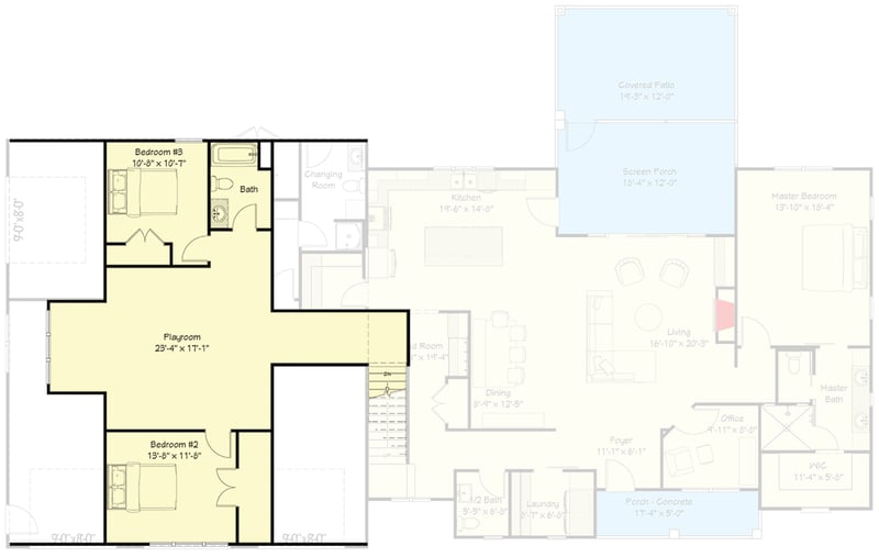 Plan 149017AND: Country Craftsman House Plan with Upstairs Play Room - 2840 Sq Ft - Floor Plan - 2nd Floor - Country, Craftsman, Traditional