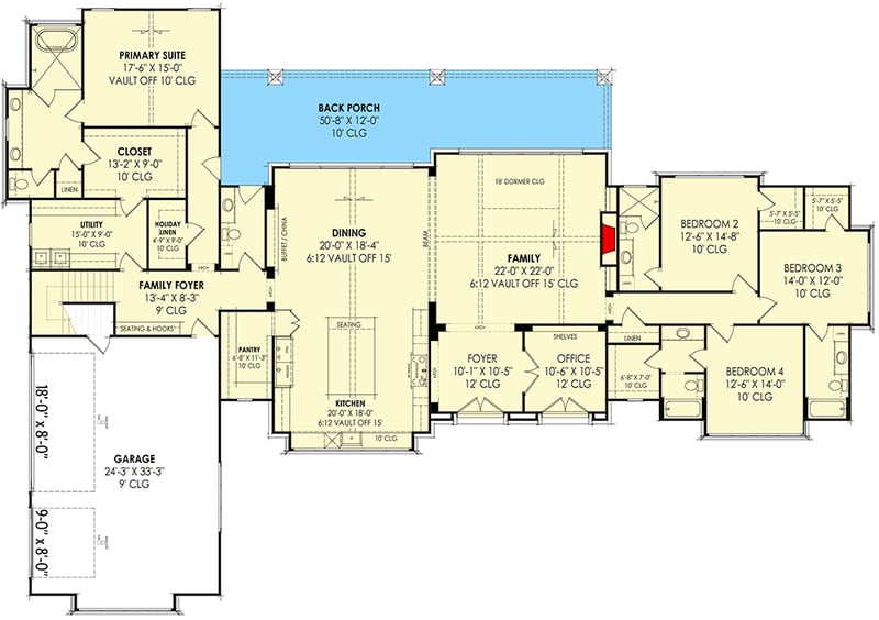 Plan 818117JSS: Transitional Tudor House Plan with Bonus Above 3-Car Garage - 3856 Sq Ft - Floor Plan - Main Level - European, Transitional, Tudor