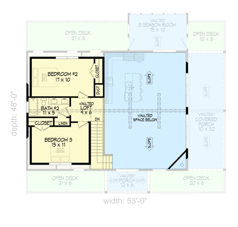 Plan 680258VR: Lake or Mountain House Plan with Outdoor Spaces on 3 Sides - 1952 Sq Ft - Floor Plan - 2nd Floor - Country, Craftsman, Mountain, Northwest