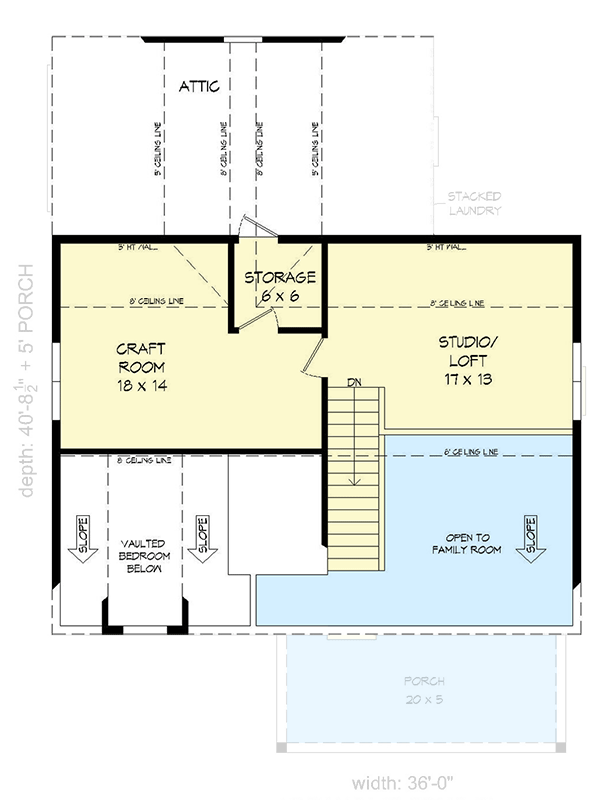 Plan 680263VR: Country Cottage with Loft and 1-Car Garage - Floor Plan - 2nd Floor - Cabin, Cottage, Country, Traditional