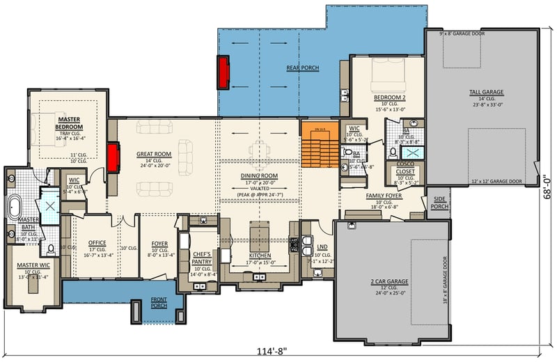 Plan 911035JVD: Transitional House Plan with RV-Friendly Garage - 3335 Sq Ft - Floor Plan - Main Level - New American, Transitional