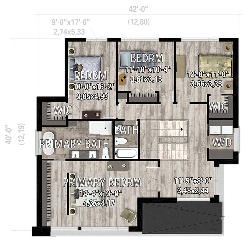 Plan 801158PM: Modern 2-Story House Plan with 2-Car Garage - 2465 Sq Ft - Floor Plan - 2nd Floor - Contemporary, Modern, Northwest
