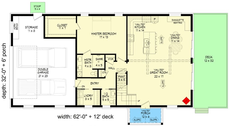 Plan 680265VR: 3 Bed House Plan with 2-Story Great Room and Vaulted Rec Room - 2598 Sq Ft - Floor Plan - Main Level - Contemporary, Mid Century Modern, Mountain, New American