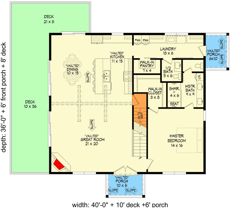 Plan 680264VR: Mountain or Lake Home Plan with 1000 Sq Ft of Porches - 2043 Sq Ft - Floor Plan - Main Level - Country, Craftsman, Mountain