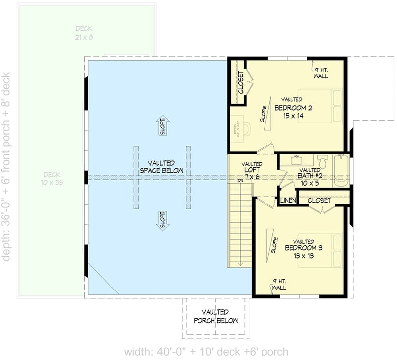 Plan 680264VR: Mountain or Lake Home Plan with 1000 Sq Ft of Porches - 2043 Sq Ft - Floor Plan - 2nd Floor - Country, Craftsman, Mountain