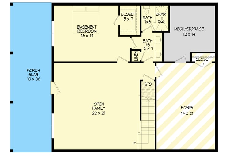Plan 680264VR: Mountain or Lake Home Plan with 1000 Sq Ft of Porches - 2043 Sq Ft - Floor Plan - Lower Level - Country, Craftsman, Mountain