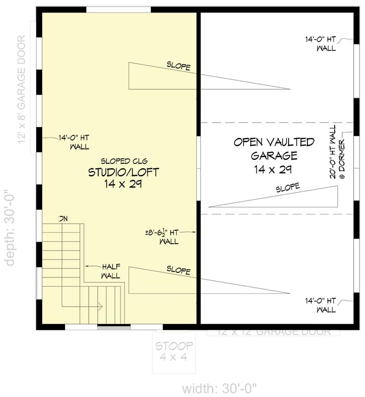 Plan 680271VR: 781 Square Foot Modern RV-Friendly Garage with 458 Square Foot Loft Above - Floor Plan - 2nd Floor - Contemporary, Modern, Northwest
