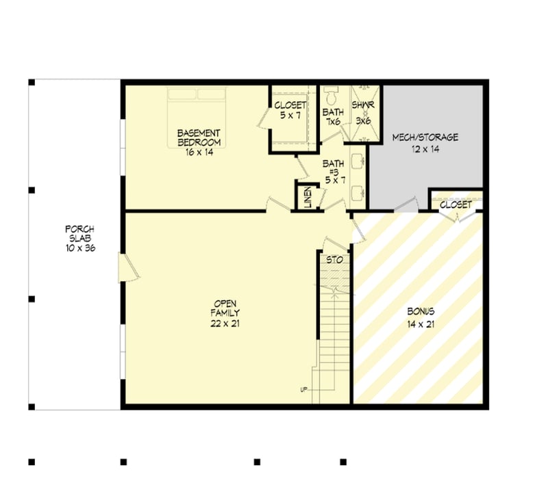 Plan 680272VR: Lake House Plan with Wrap Around Porch and Vaulted Interior - 2043 Sq Ft - Floor Plan - Lower Level - Country, Craftsman, Mountain