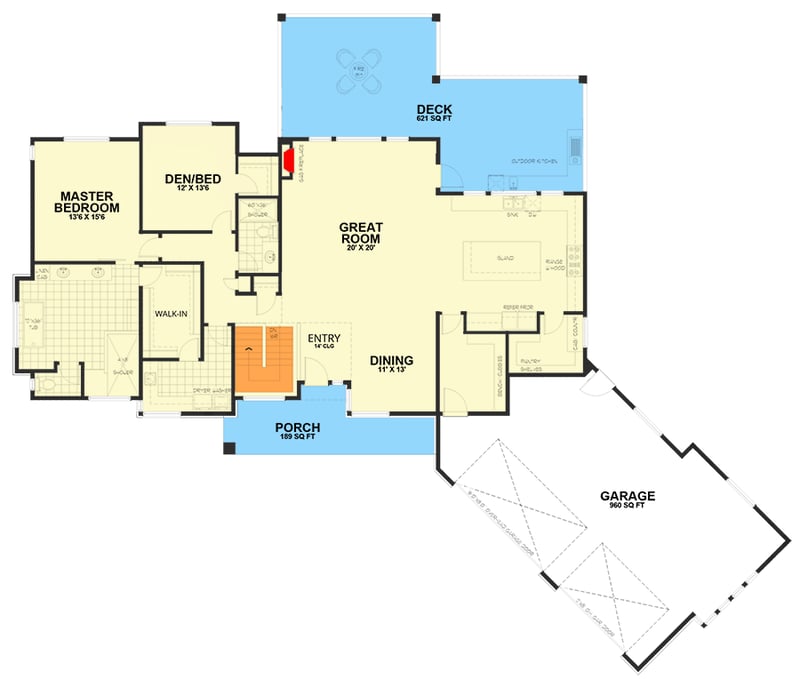 Plan 267041SPK: Modern House Plan with 3-Car Angled Garage - 4762 Sq Ft - Floor Plan - Main Level - Contemporary, Mid Century Modern, Modern
