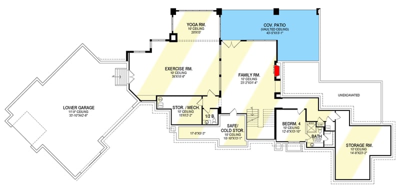 Plan 290170IY: Modern House Plan with Angled Boat or RV-Friendly Garage - 4840 Sq Ft - Floor Plan - Lower Level - Contemporary, Mid Century Modern, Modern